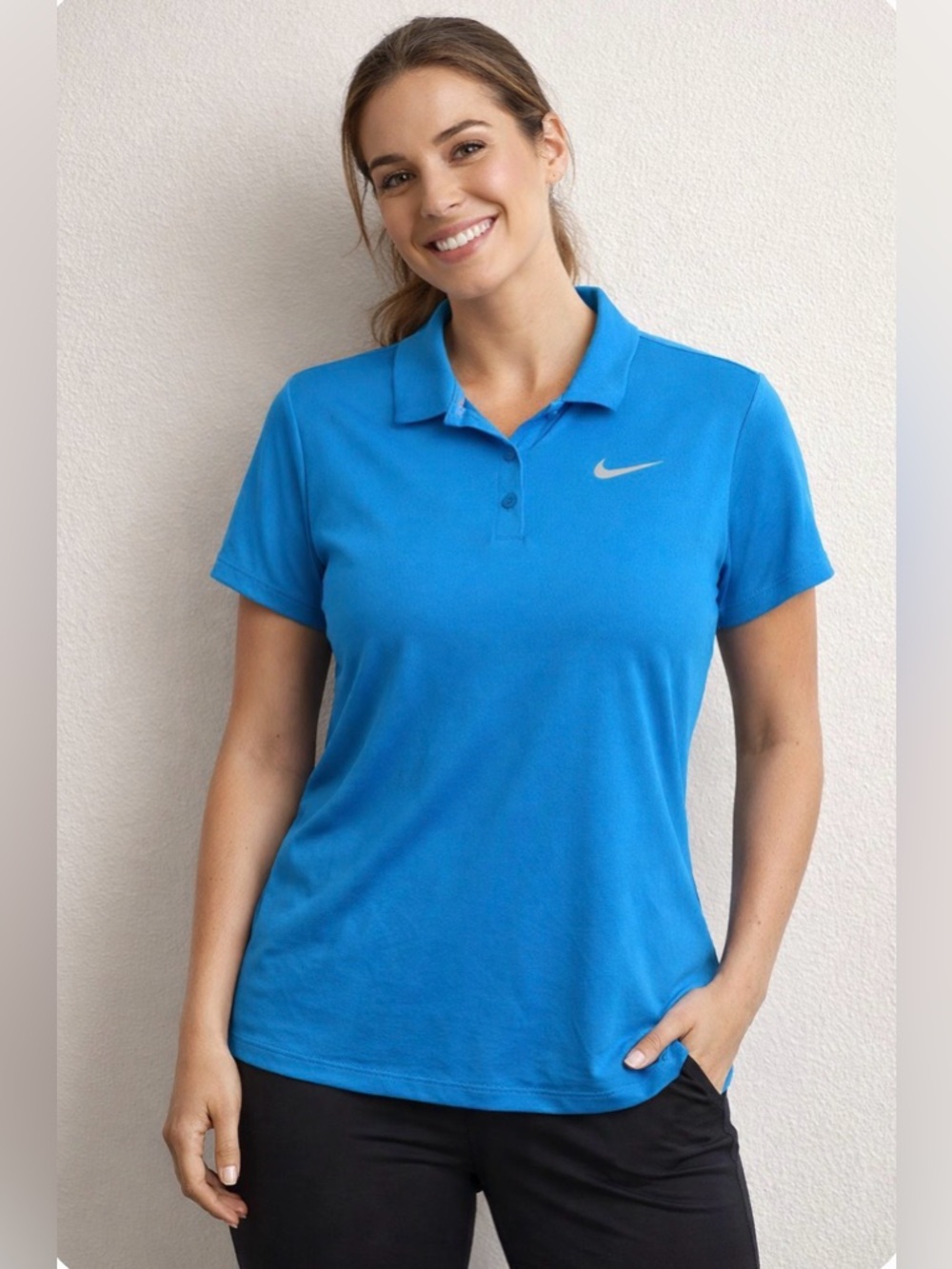 Nike Dri-FIT Polo Shirt Women’s XL Blue Athletic Golf Activewear Top